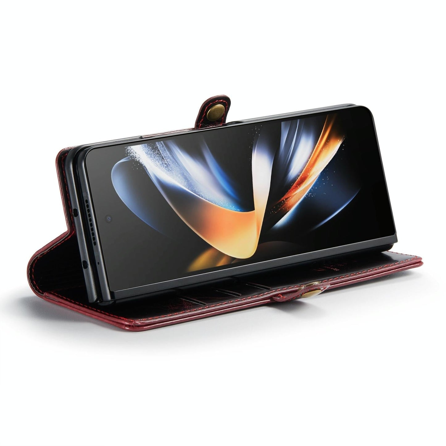 Premium Crazy Horse Leather Phone Case for Samsung Galaxy z Fold 4 - Black