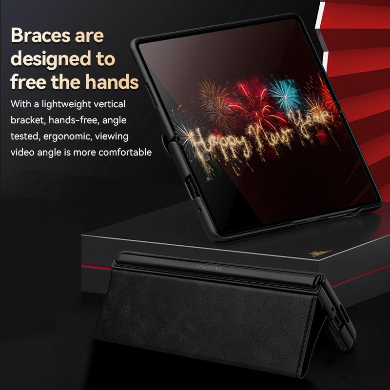For Samsung Galaxy z Fold4 5G Magnetic Snap Leather Flip Case - All-inclusive - Black