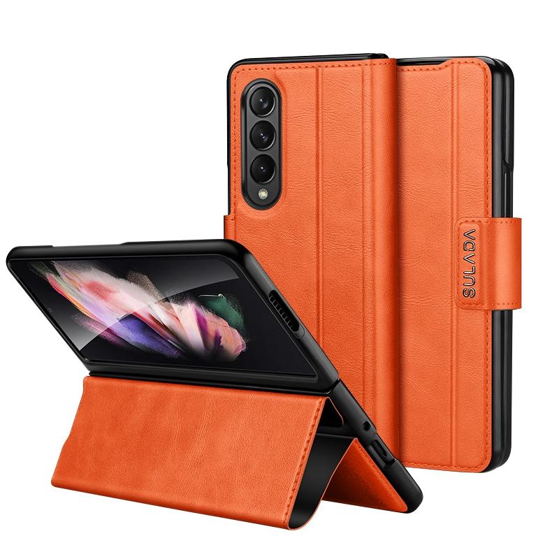 For Samsung Galaxy z Fold4 5G Magnetic Snap Leather Flip Case - All-inclusive - Black