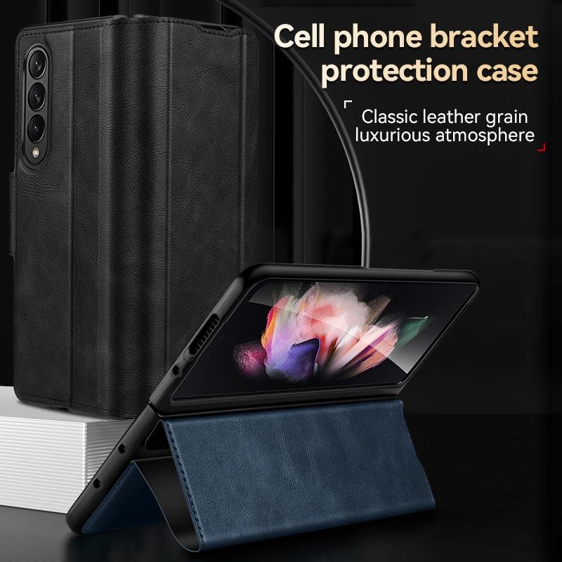 For Samsung Galaxy z Fold4 5G Magnetic Snap Leather Flip Case - All-inclusive - Black