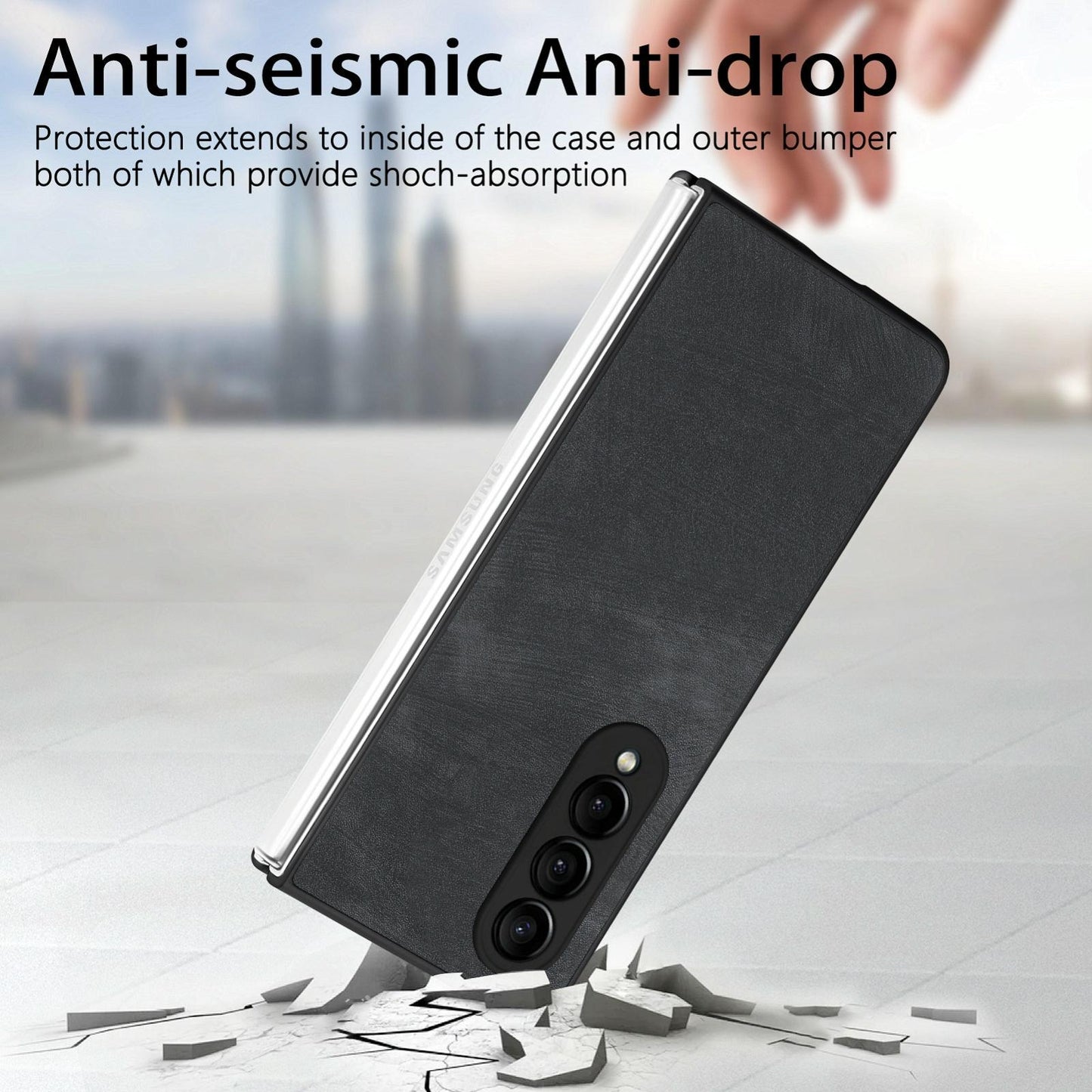 Vintage Leather Fold Case for Samsung Galaxy z Fold 4 - Pink