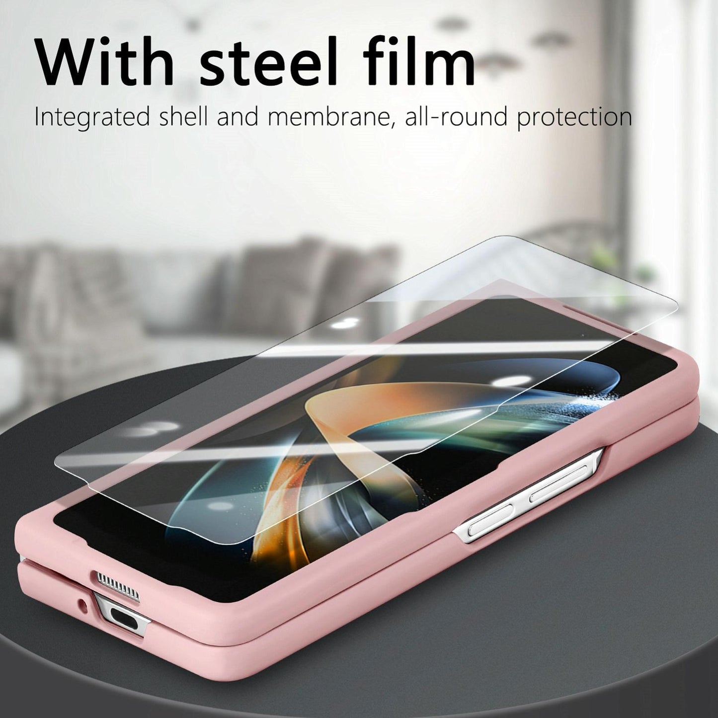 Vintage Leather Fold Case for Samsung Galaxy z Fold 4 - Pink