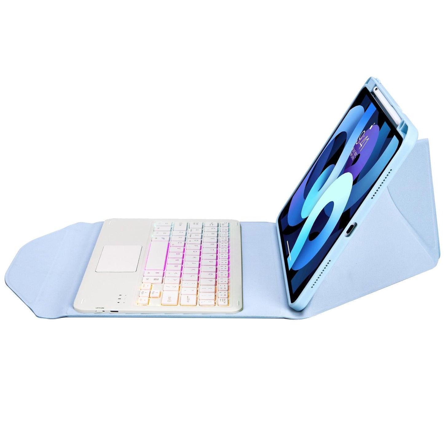 Bluetooth Keyboard Leather Case For Ipad Air 10.9 With Touchpad And Pen Slot Backlit - Black