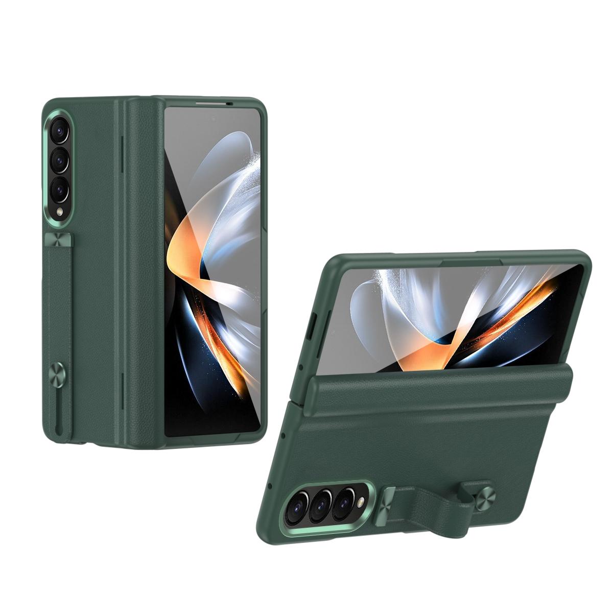 Samsung Galaxy z Fold 4 Leather Wristband Phone Case - White