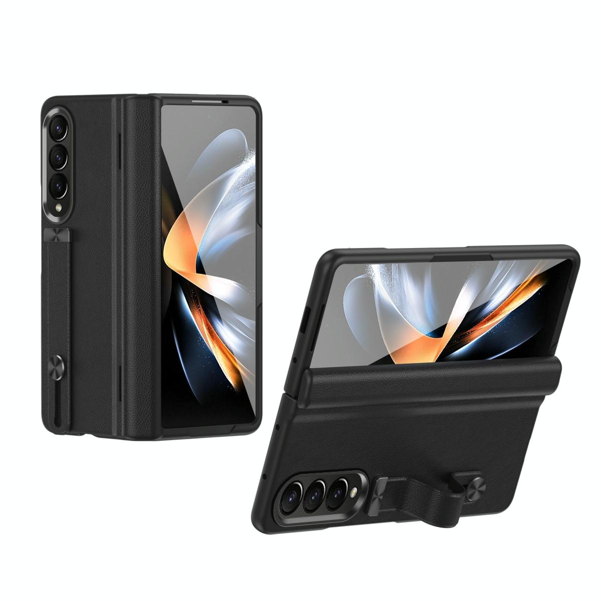 Samsung Galaxy z Fold 4 Leather Wristband Phone Case - White