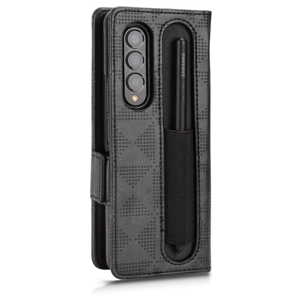 Symmetrical Leather Triangle Phone Case for Samsung Galaxy z Fold 4 - Black