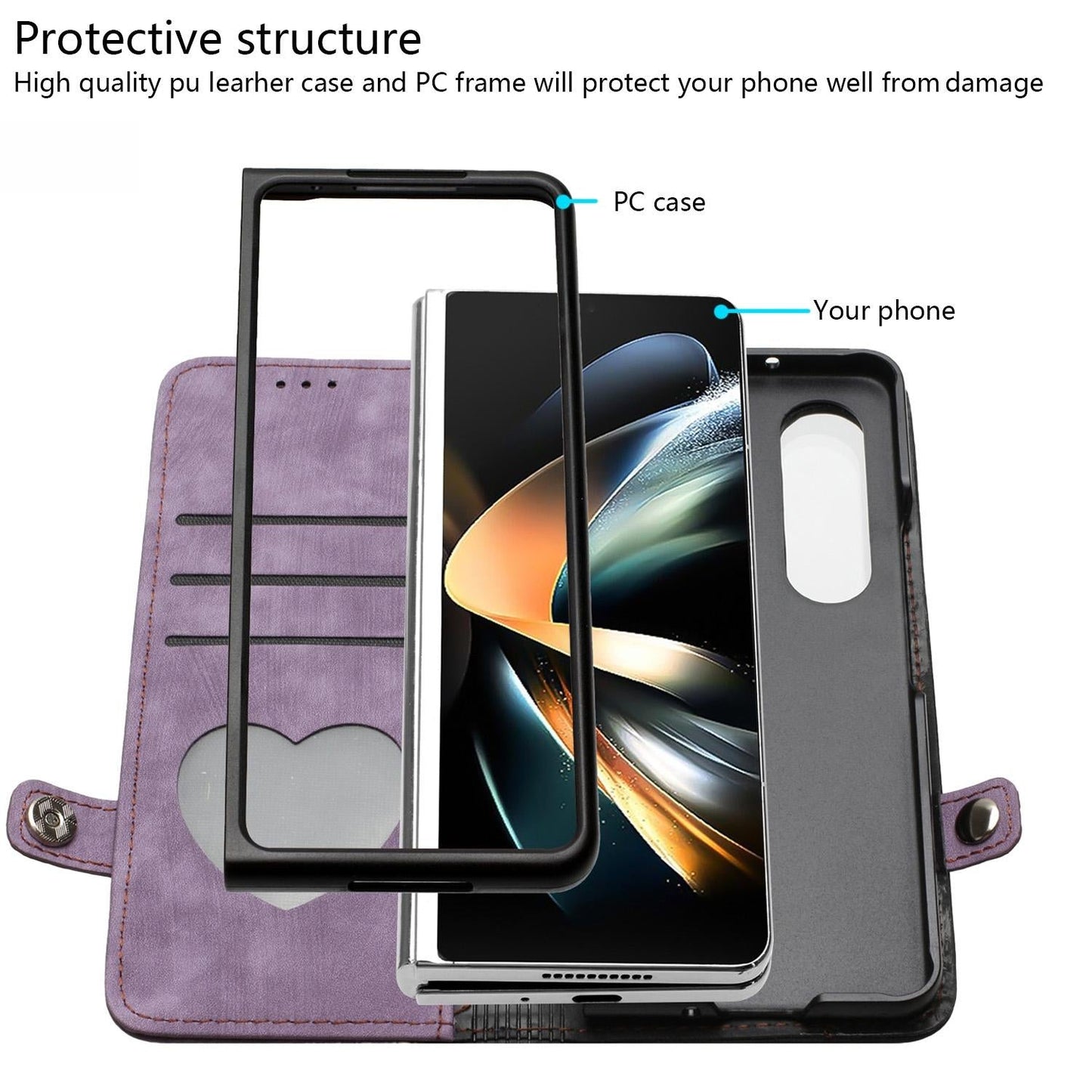 Leather Phone Case with Side Buckle for Samsung Galaxy z Fold 4 / 5g - Royal Blue