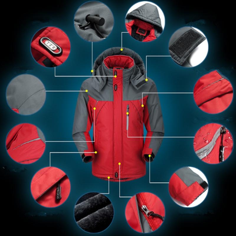 Men Winter Thick Fleece Waterproof Outwear Down Jackets Coats - Size Xl Black