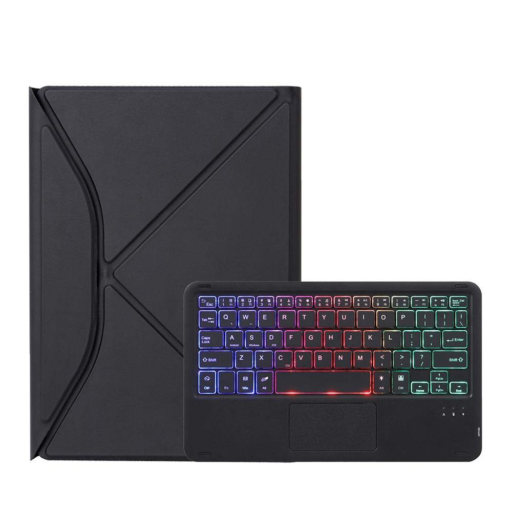 Bluetooth Keyboard Leather Case For Ipad 10.2 - Touchpad Backlight Pen Slot - 2021 / 2020 / 2019 - Black
