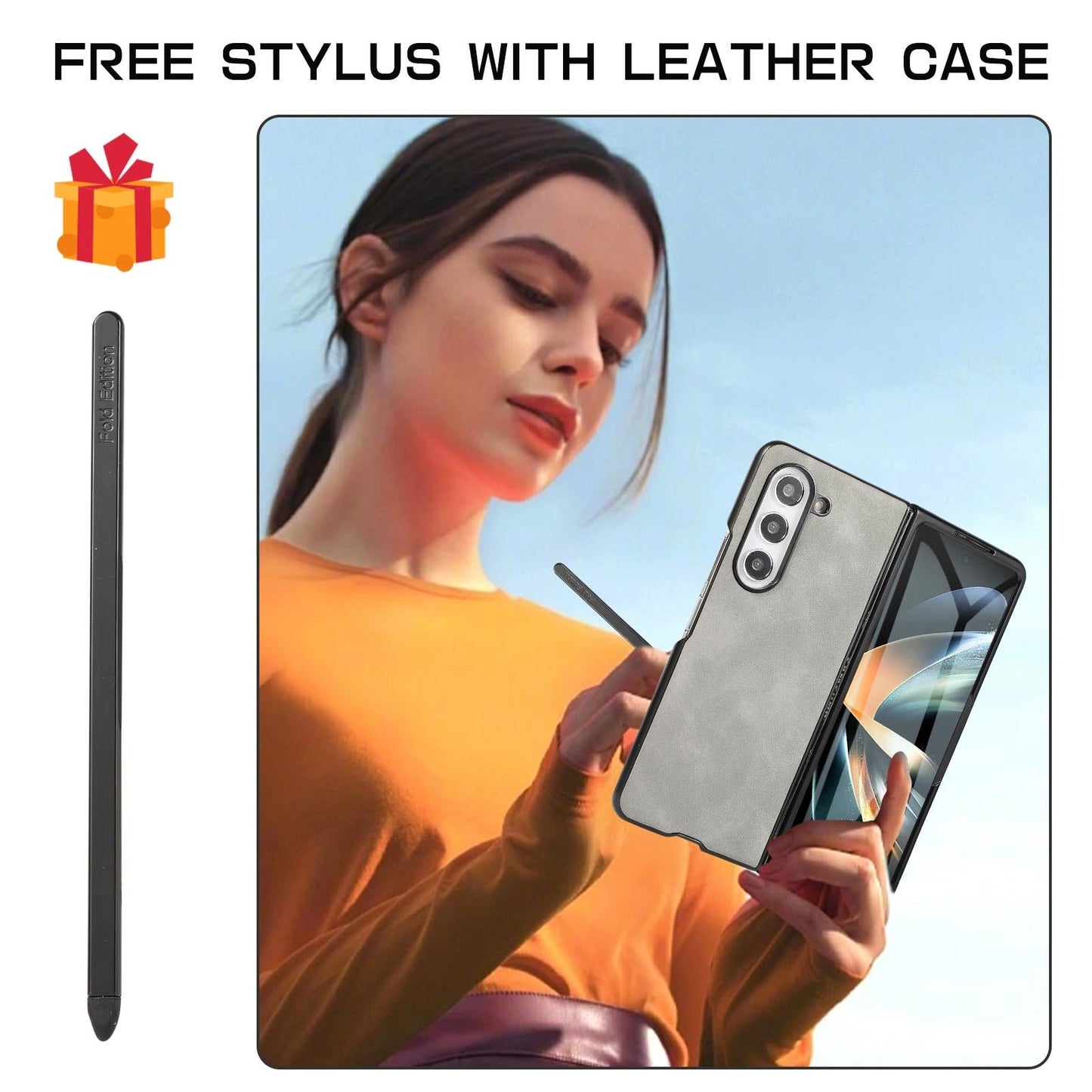 Shockproof Foldable Leather Case with Stylus for Samsung Galaxy z Fold 4 / 5g - Purple