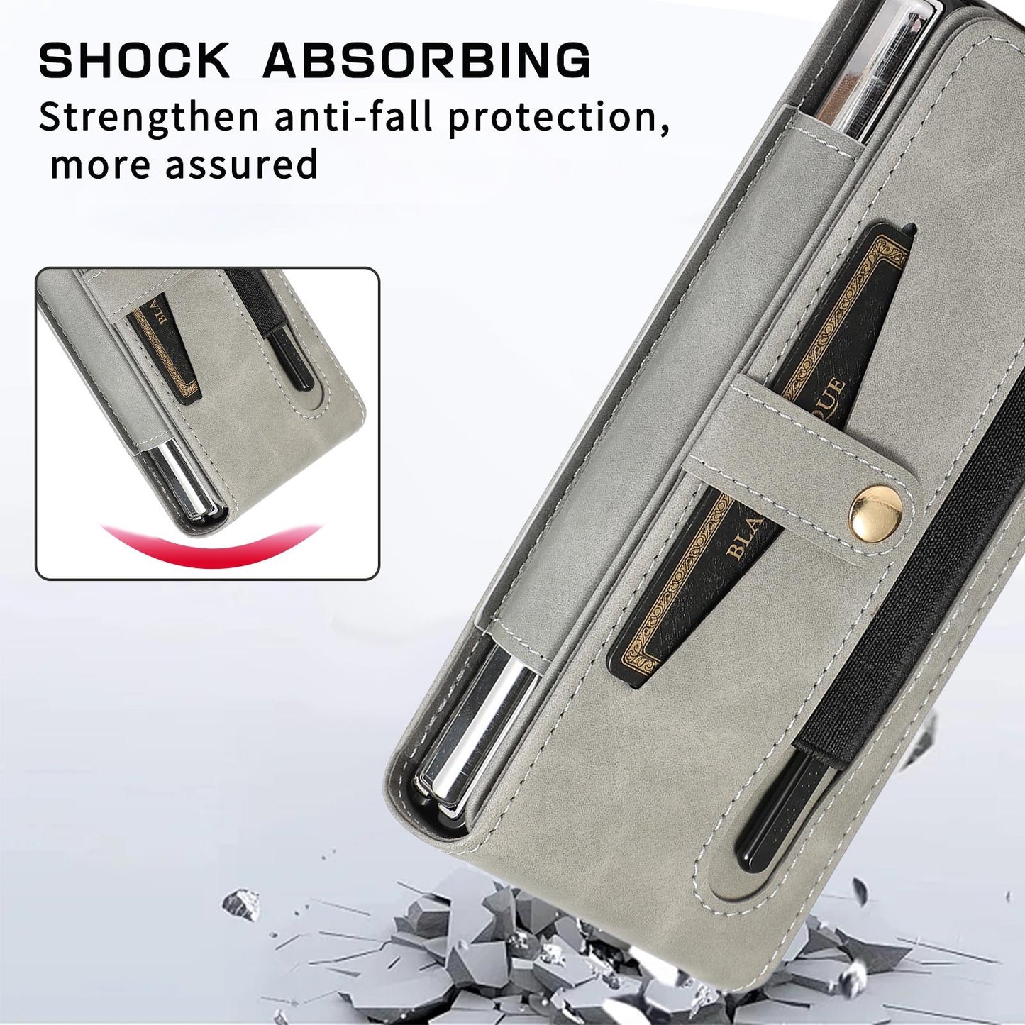 Shockproof Foldable Leather Case with Stylus for Samsung Galaxy z Fold 4 / 5g - Purple