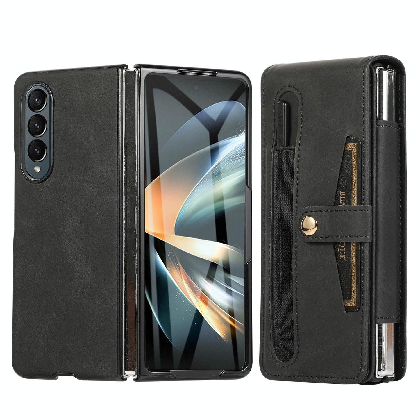 Shockproof Foldable Leather Case with Stylus for Samsung Galaxy z Fold 4 / 5g - Purple