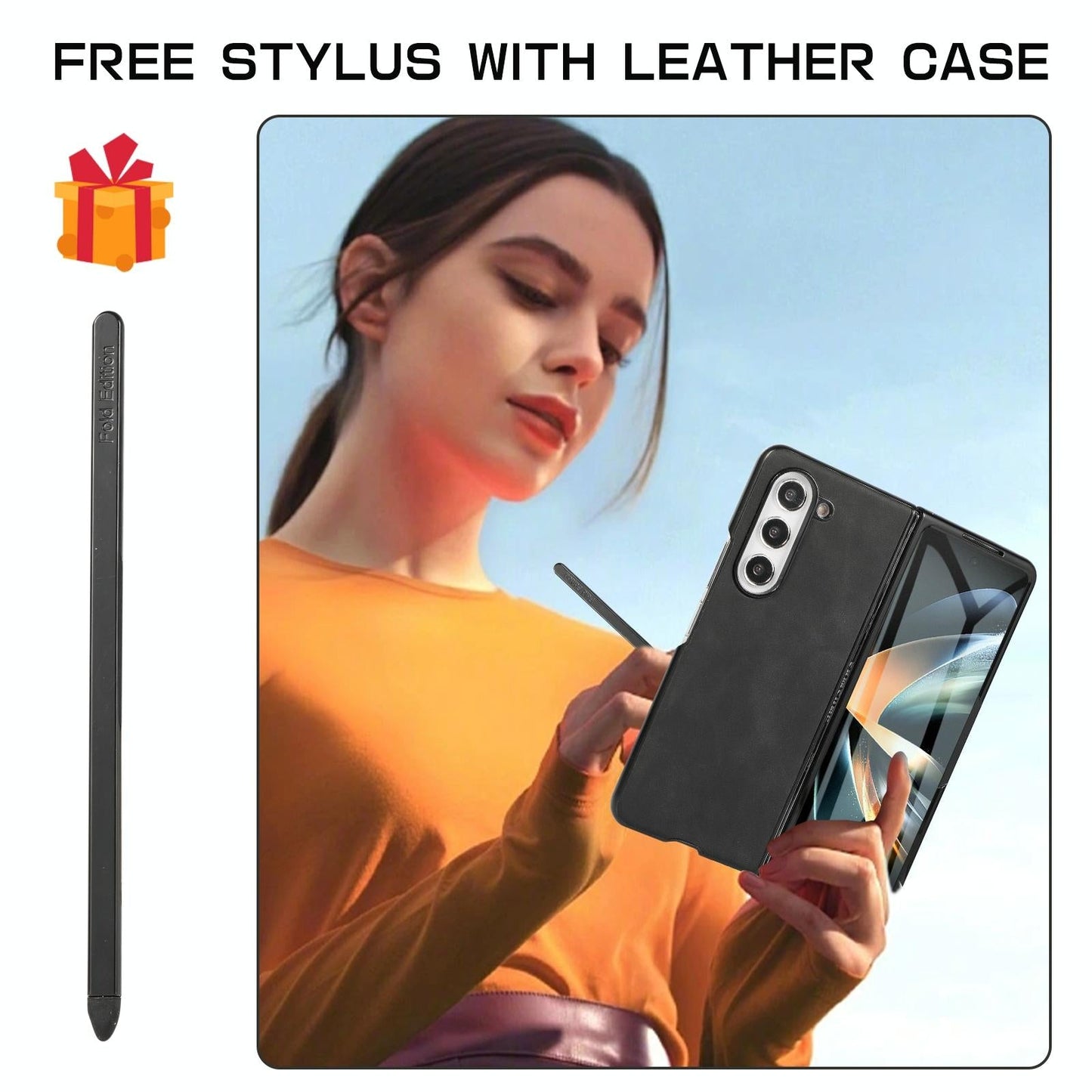 Shockproof Foldable Leather Case with Stylus for Samsung Galaxy z Fold 4 / 5g - Purple