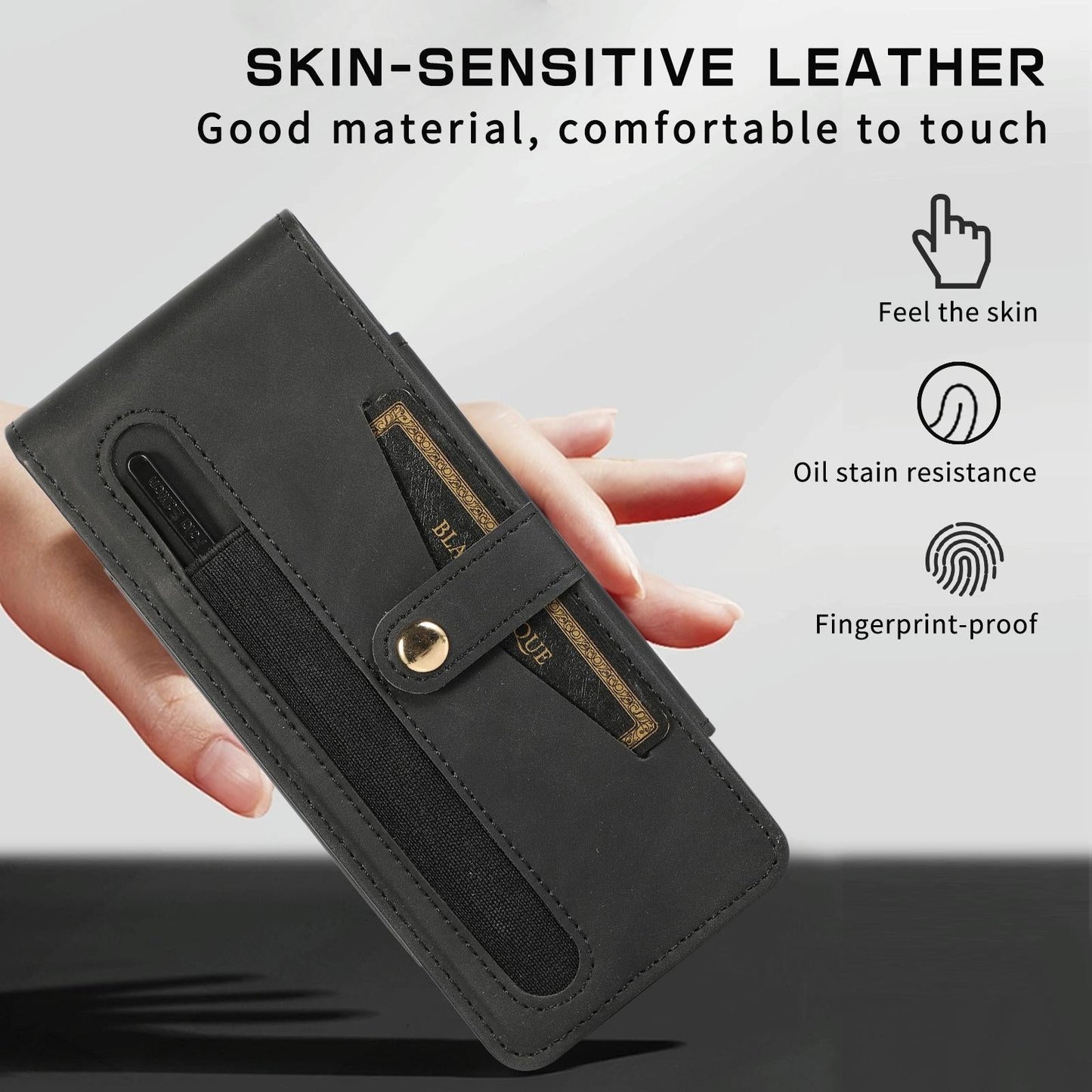Shockproof Foldable Leather Case with Stylus for Samsung Galaxy z Fold 4 / 5g - Purple
