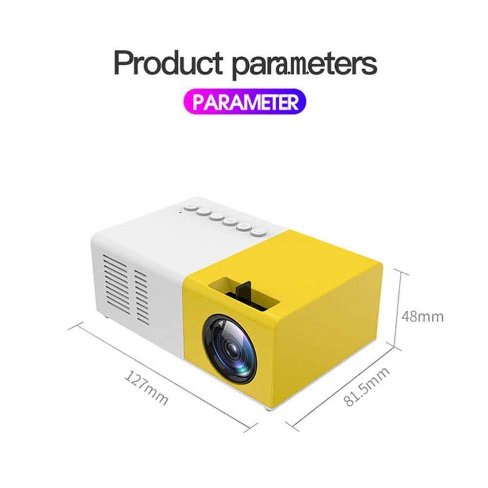 Portable Mini Led Home Theater Projector - 15 Ansi Lumens 1920X1080P - Yellow White
