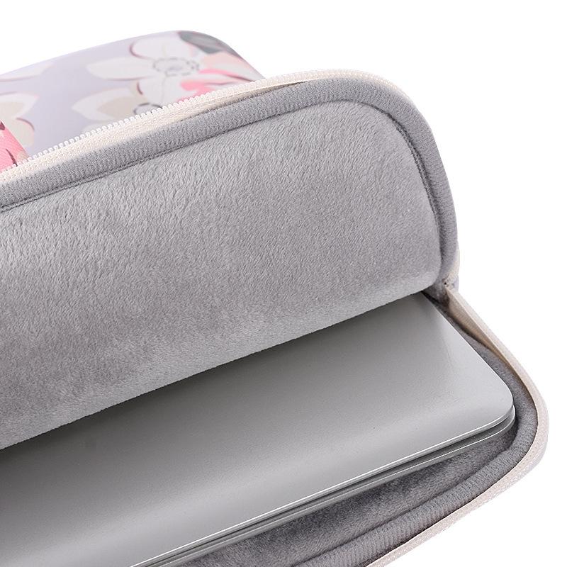 15 Inch Laptop Case Bag With White Rose Pattern And Handle - Blue