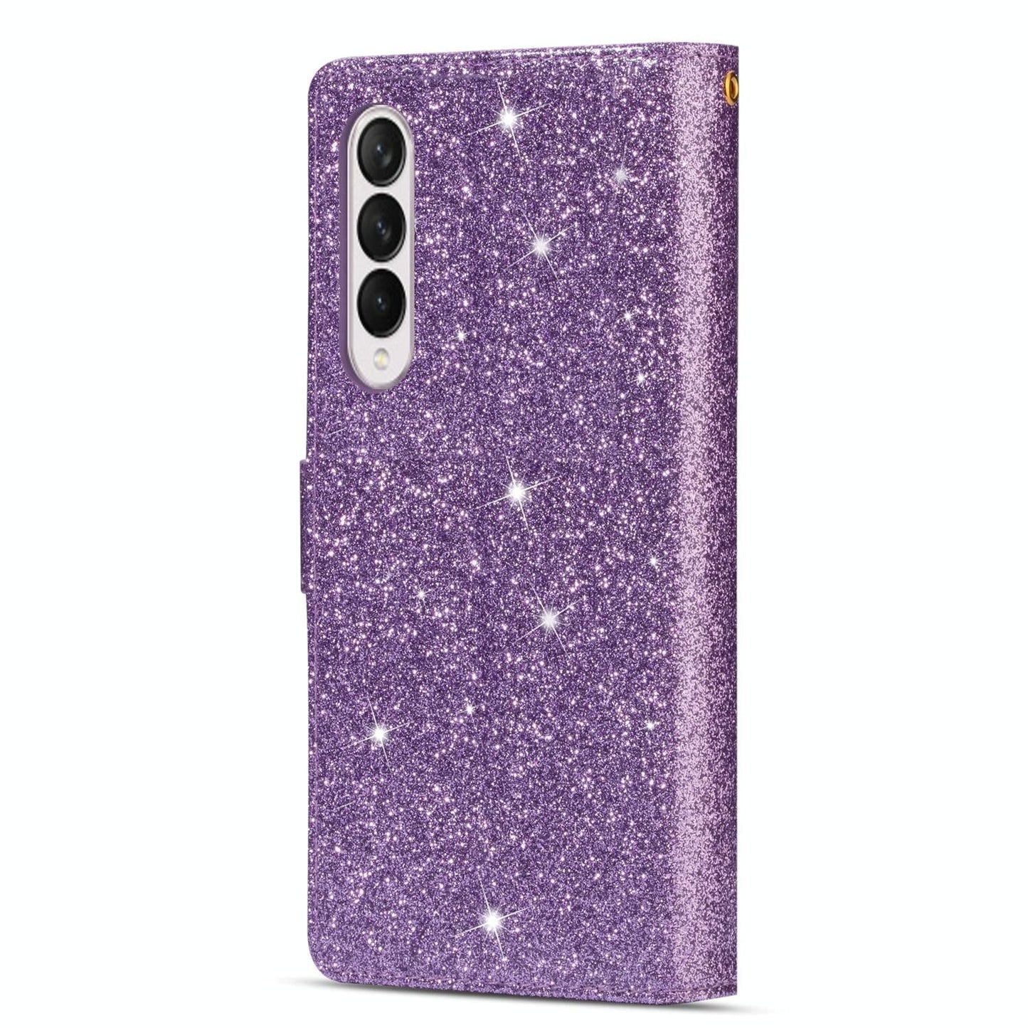 Sparkling Leather Zip Case for Samsung Galaxy z Fold 4 - Zipper Closure - Sky Blue
