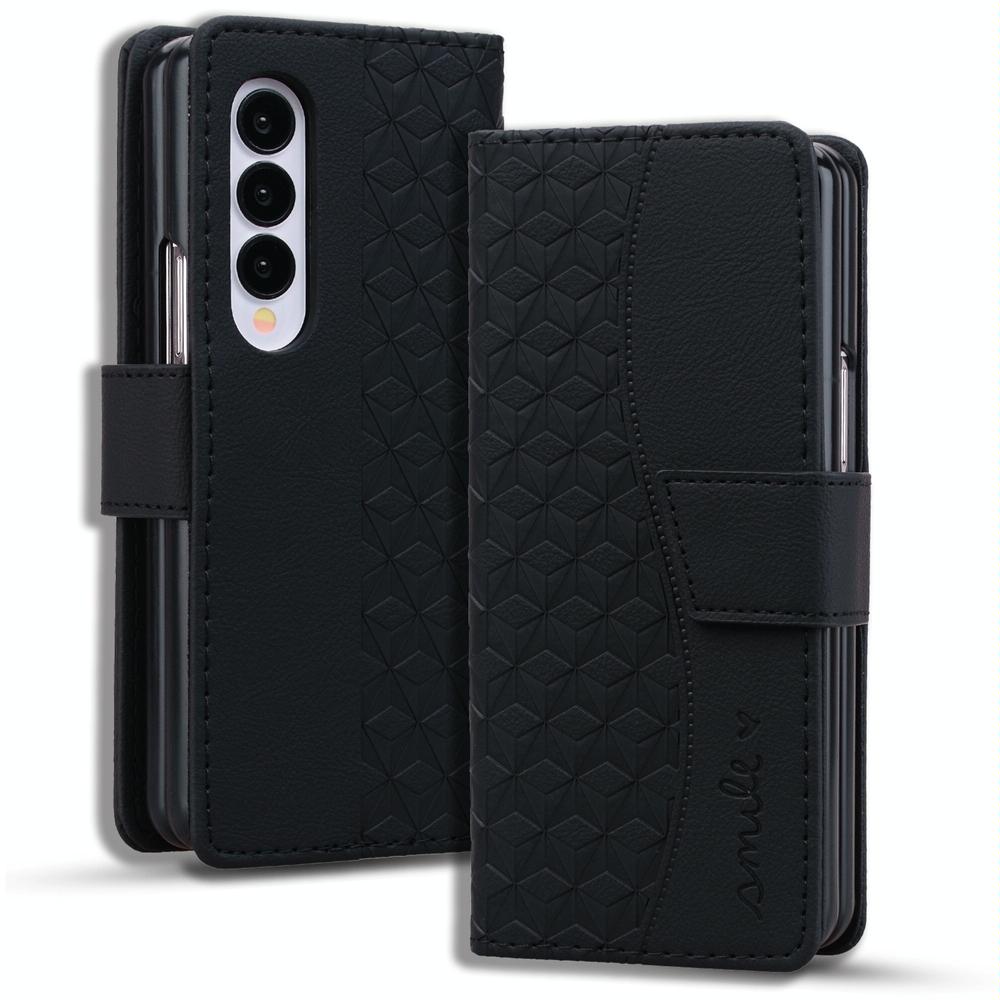 For Samsung Galaxy Z Fold4 5G Leather Phone Case With Diamond Buckle And Lanyard - Green