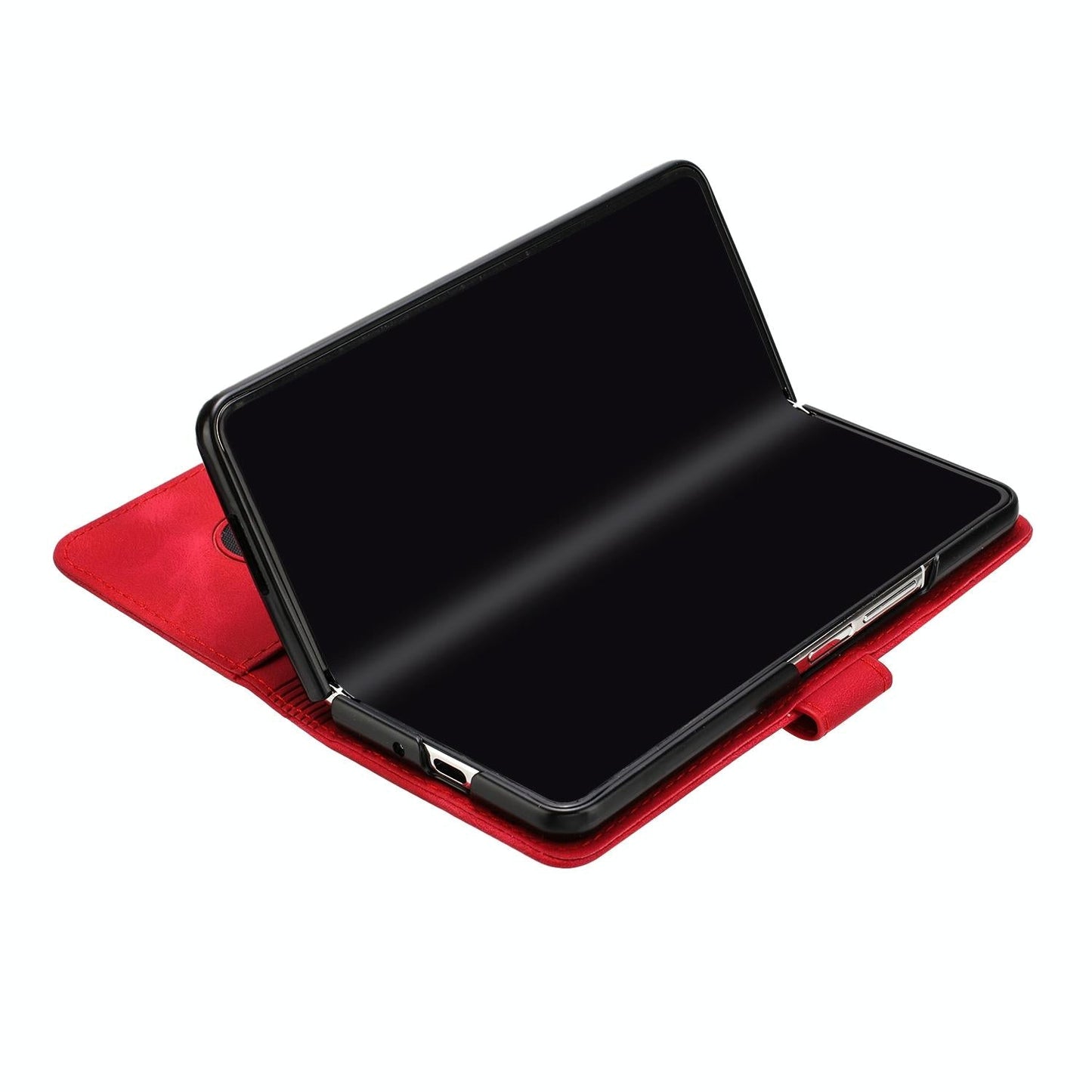 Smooth Leather Phone Case for Samsung Galaxy z Fold 4 - Line Pattern - Red