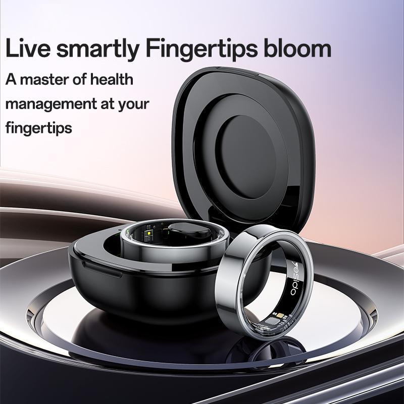 Smart Health Ring Temp Heart Rate Bp Reminder Black - 68Mm