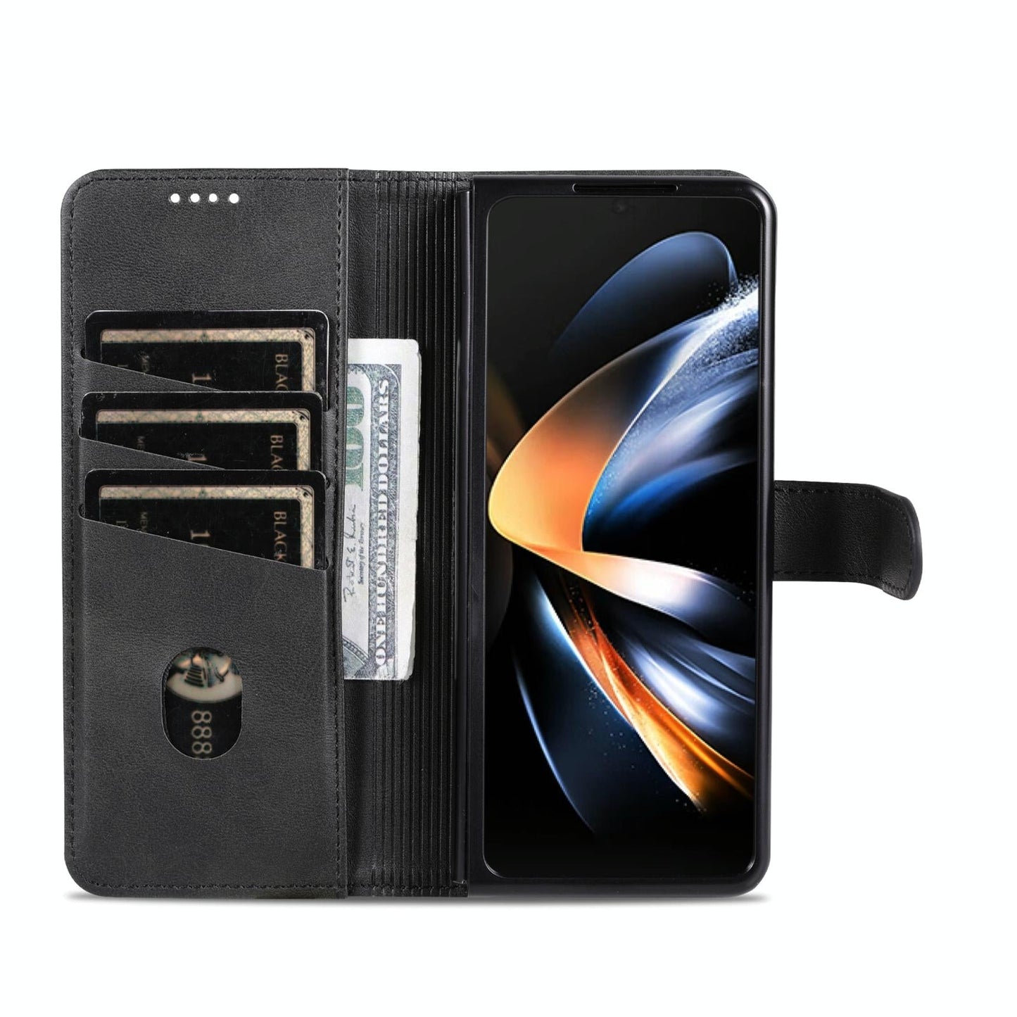 For Samsung Galaxy Z Fold4 5G Leather Phone Case - Smooth Calf Texture - Brown