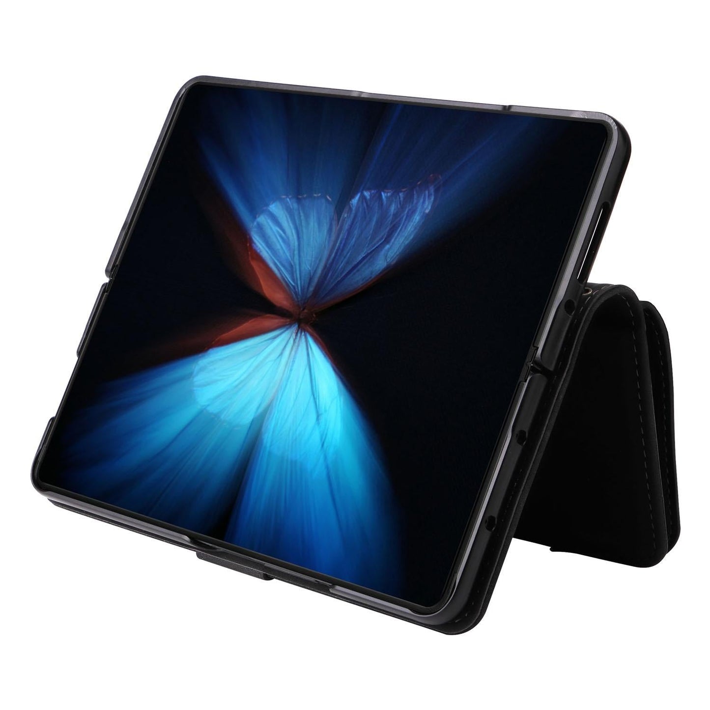 Frosted Leather Zip Wallet for Samsung Galaxy z Fold 4 - Compact and Stylish - Black