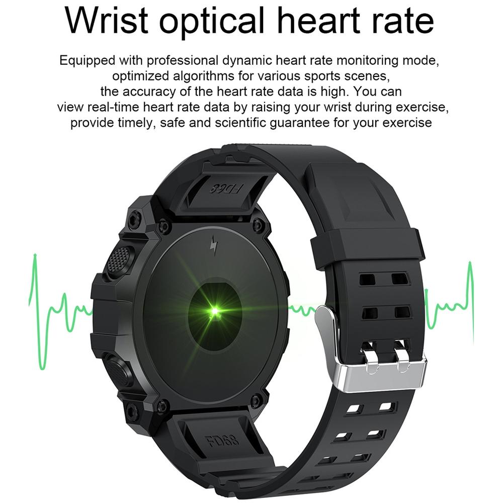 1.3 Inch Colour Round Screen Sport Smart Watch Support Heart Rate / Multi-Sports Mode - Black