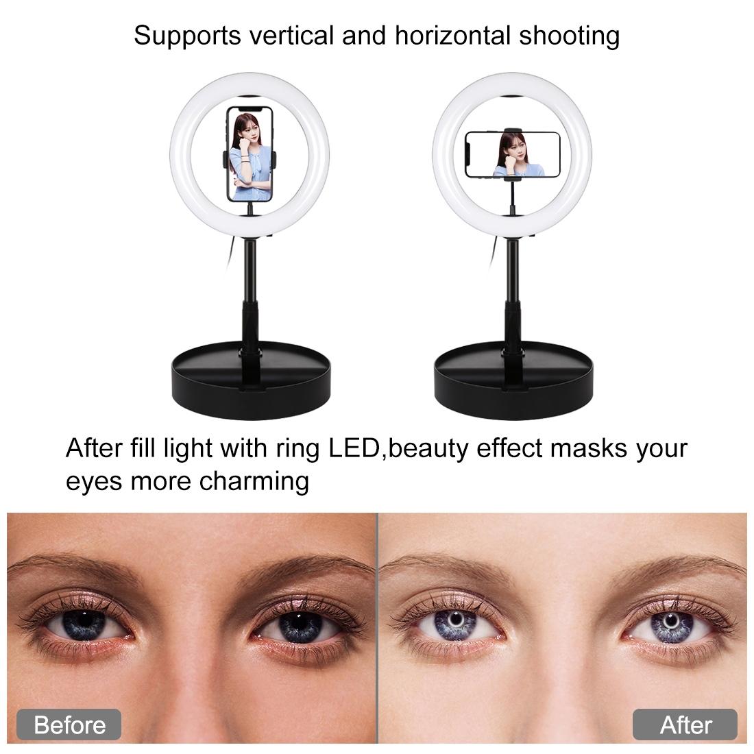 10.2 Dual-colour Led Ring Light with Usb Bluetooth Remote and Phone Holder - Black