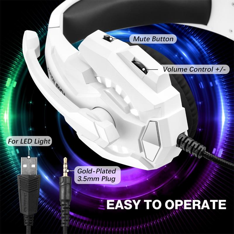Pro Gaming Headset With Mic 2.1M Cable - Black White
