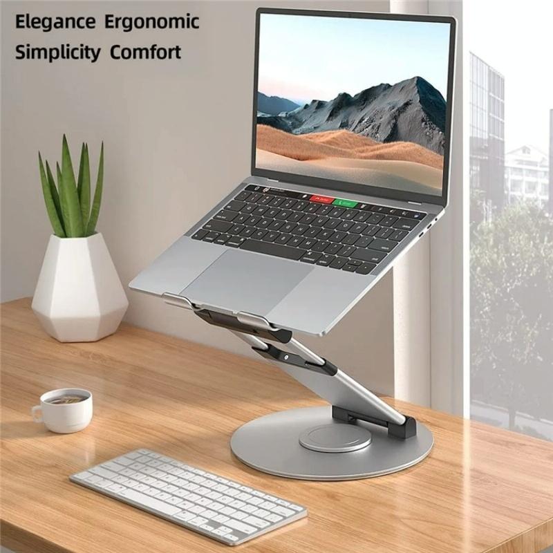 Adjustable 360 Degree Rotating Laptop Stand for 10-17 Inch Devices - Grey