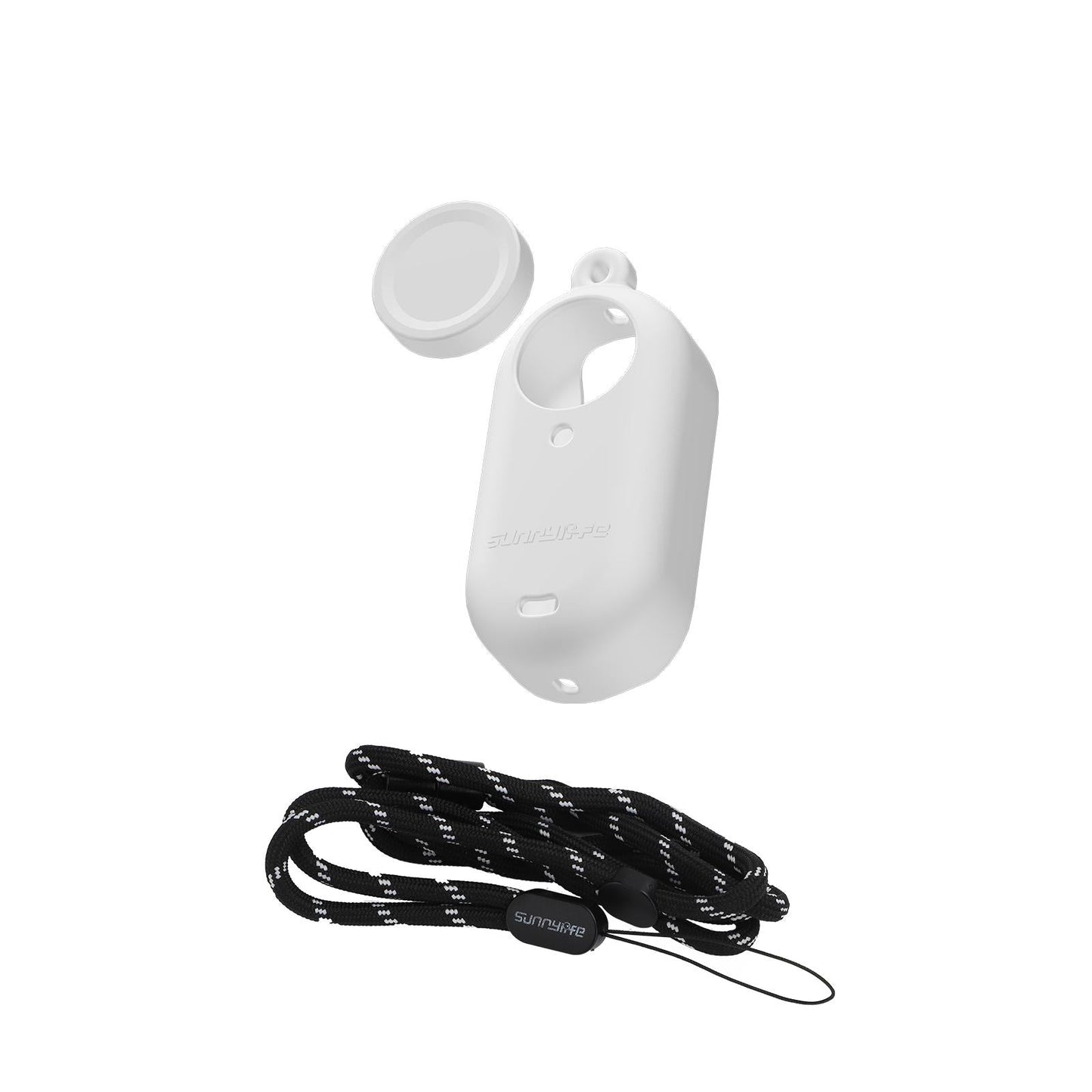 Silicone Camera Body Case with Lens Cap and Neck Strap for Insta360 Go 3 - White