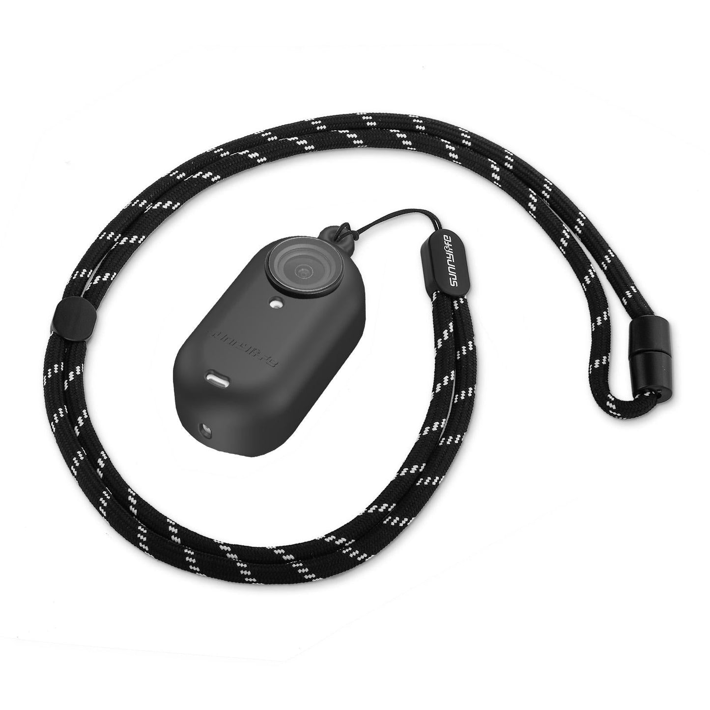 Silicone Camera Body Case with Lens Cap and Neck Strap for Insta360 Go 3 - White