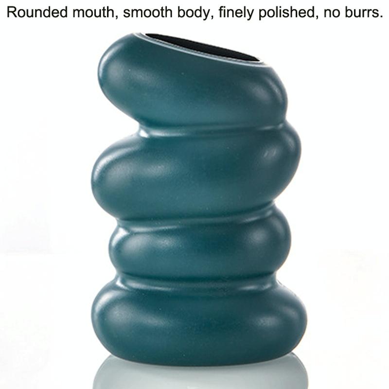 Imitation Glaze Porcelain Spiral Vase For Wet & Dry Flower Arrangements - Dark Green