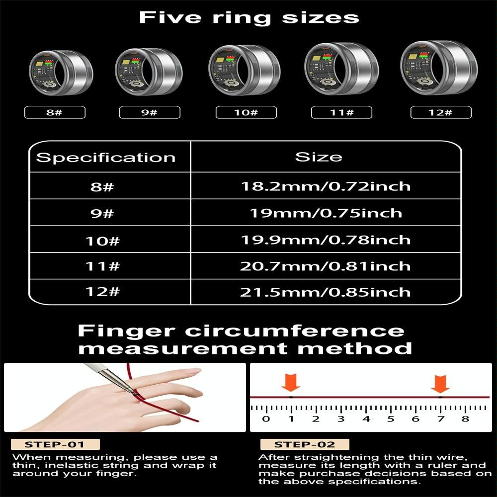 Smart Ring With Heart Rate Blood Oxygen Sleep Tracking - R18 Size 9