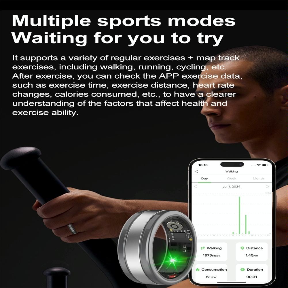 Smart Ring With Heart Rate Blood Oxygen Sleep Tracking - R18 Size 9