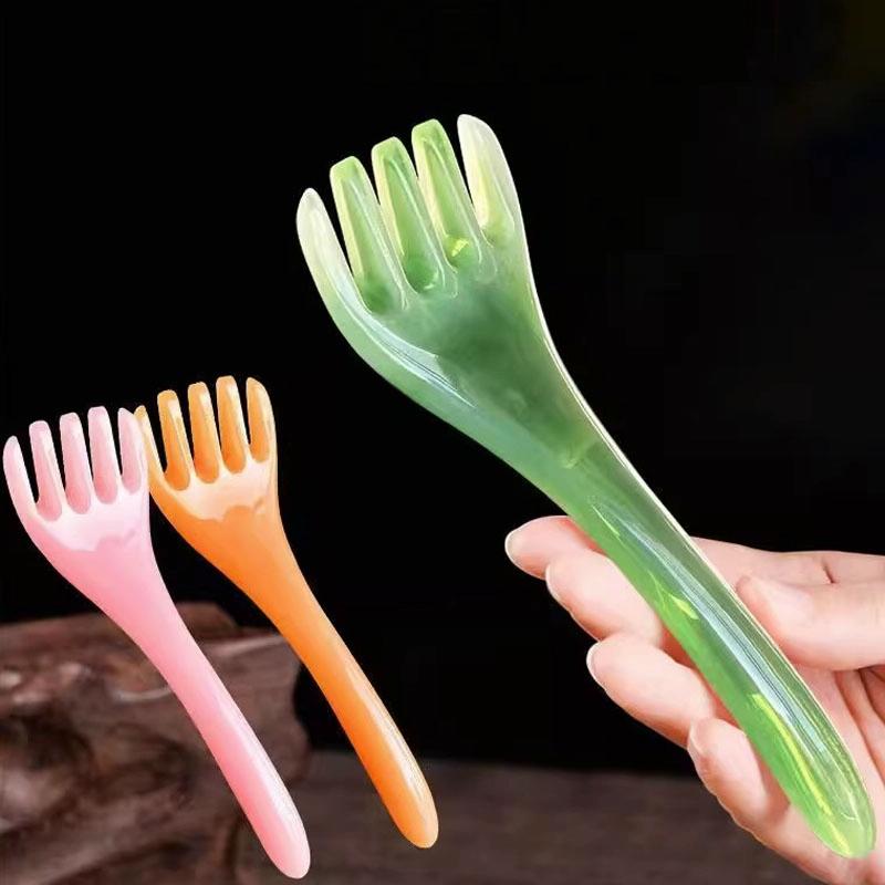 Stress-Reducing Massage Comb 5 Claws Meridian Therapy - Yellow