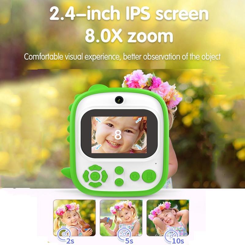 Instant Printing Camera with 2.4 Hd Screen and 32gb Tf Card - Green