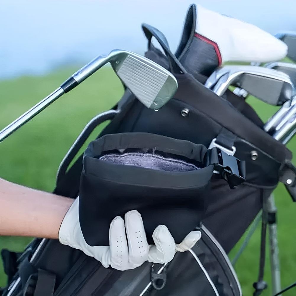 Black Portable Golf Ball Cleaning Bag - Waterproof & Removable