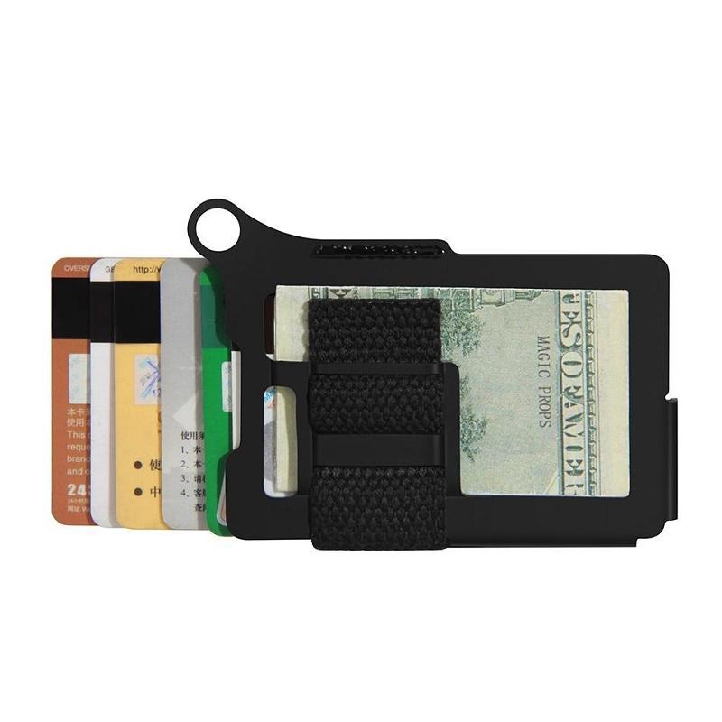 Rfid Metal Card Holder Compact Edc Wallet - Green Cloth Belt
