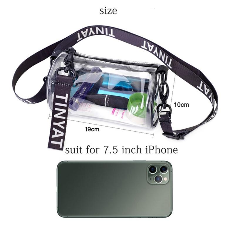 Transparent Pvc Mini Messenger Bag For Women - Black