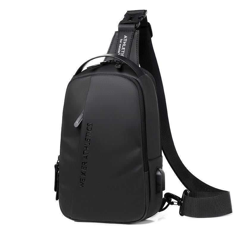 Compact Shoulder Sling USB Crossbody Chest Bag For Men - Grey