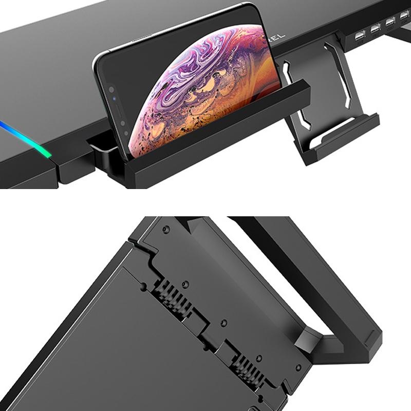 Foldable Laptop Stand with Rgb Lighting & Usb Expansion - Monitor Rack - Obsidian Black