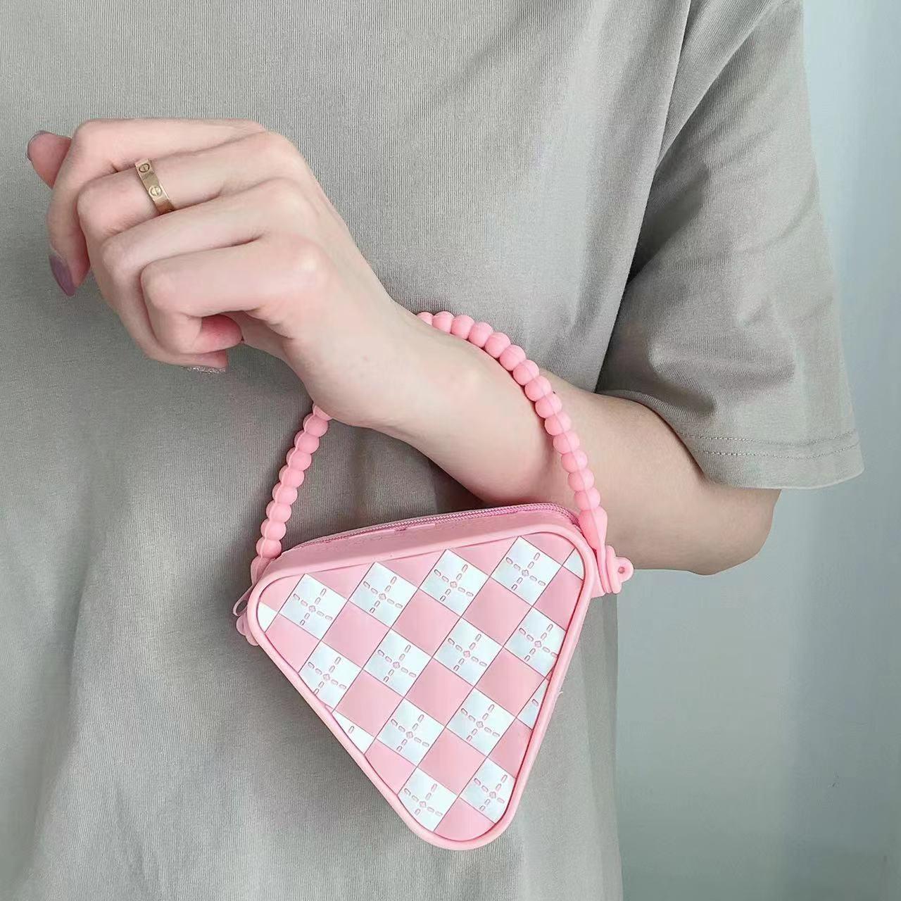 Mini Diamond Shaped Silicone Shoulder Bag - Pink