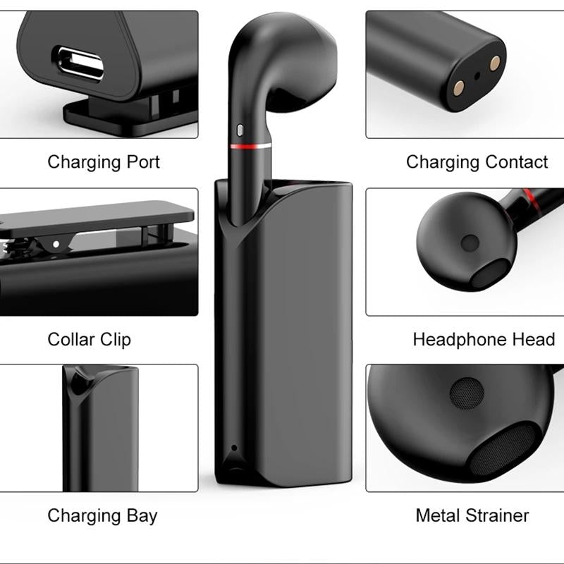 Mini Wireless Bluetooth Car Earphone with Mic - Business Driving - White