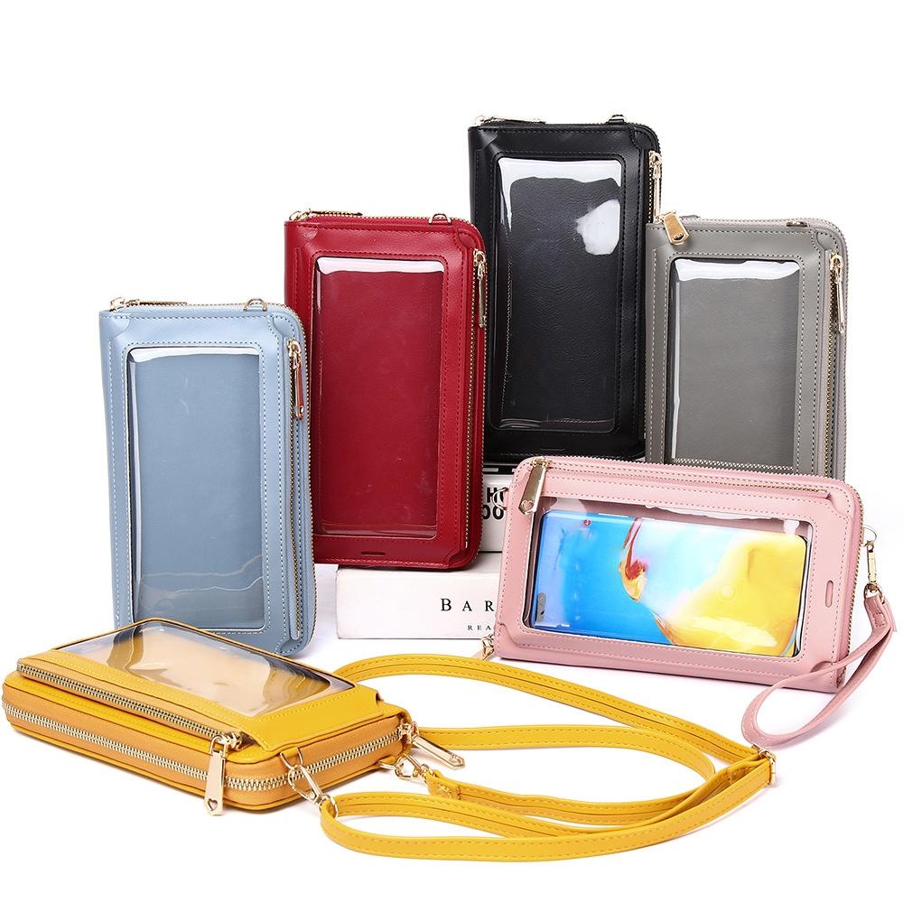 Touch Screen Cross Body Phone Bag Large Capacity - Red