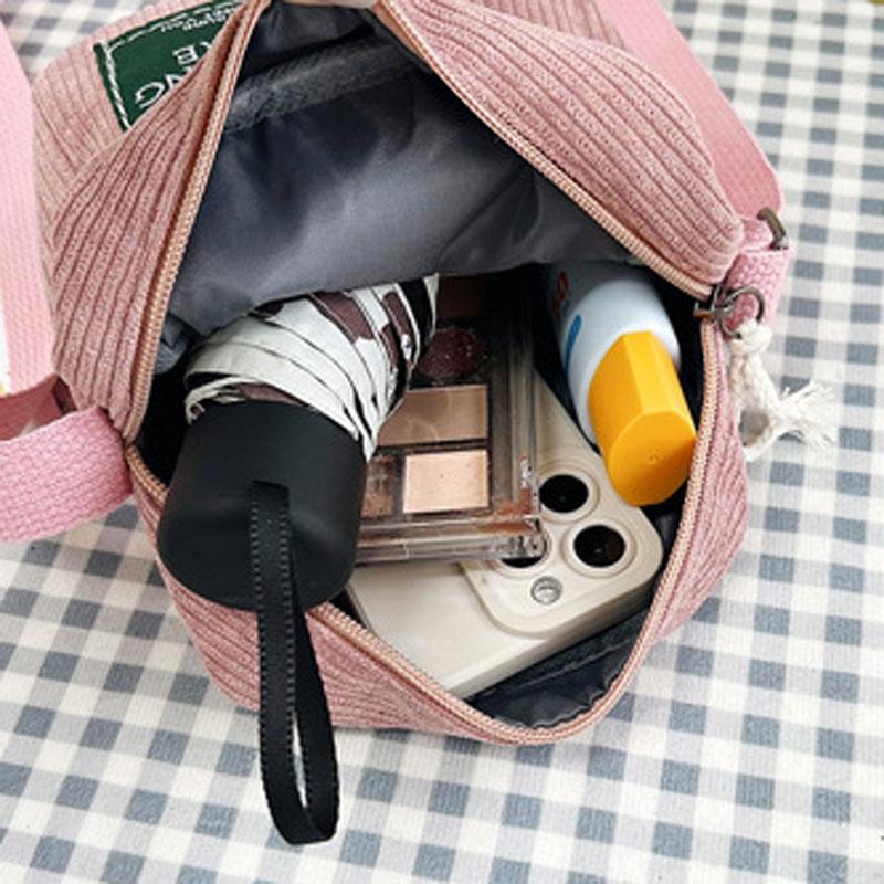 Striped Velvet Crossbody Bag Versatile & Simple - Pink