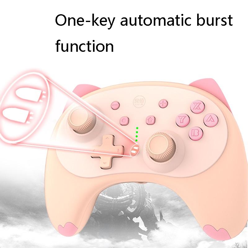 Cat Shaped Wireless Tooth Handle for Nintendo Switch - Orange Pink
