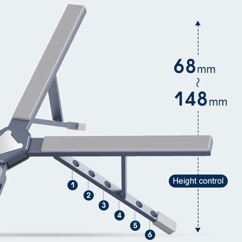 Versatile Laptop Docking Stand with Enhanced Cooling and Folding Design - Gray