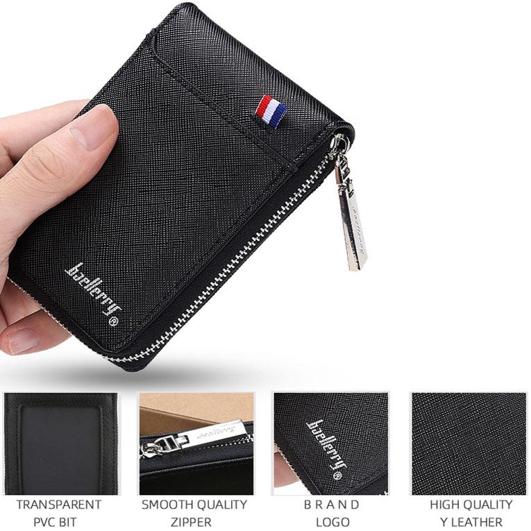 Large Multi Card Slot Organ Card Bag With Zip Coin Purse - Black