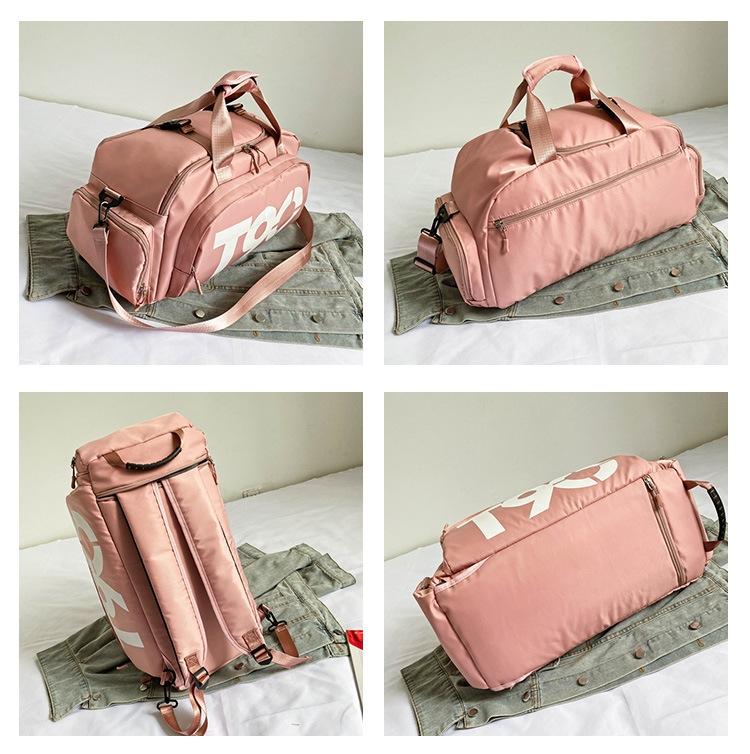 Large Capacity Sports Bag With Wet / Dry Separation - Pink Yellow